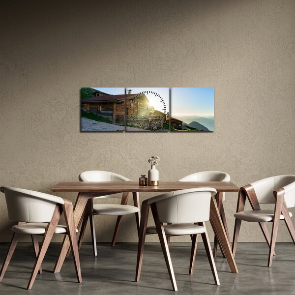 Obraz - Ráno v alpách, Tirolsko (s hodinami) (90x30 cm)