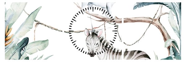 Obraz - Exotické zvieratká (s hodinami) (90x30 cm)