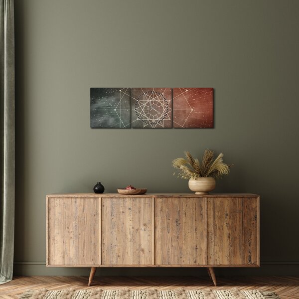 Obraz - Vesmírny dodecagram (s hodinami) (90x30 cm)