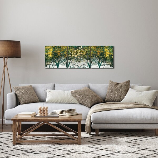 Obraz - Jelene v zelenom lese (s hodinami) (90x30 cm)