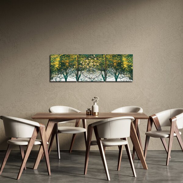 Obraz - Jelene v zelenom lese (s hodinami) (90x30 cm)
