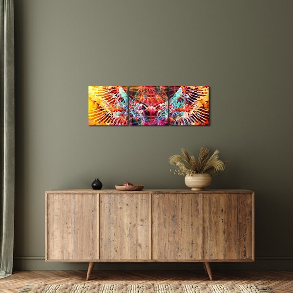 Obraz - Merkaba s krídlami, abstrakcia (s hodinami) (90x30 cm)