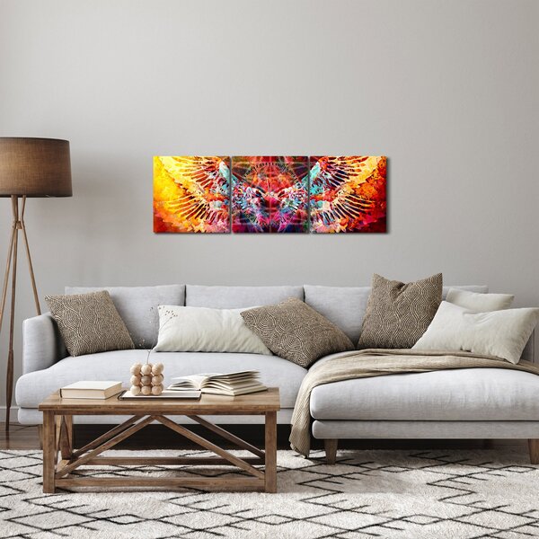 Obraz - Merkaba s krídlami, abstrakcia (s hodinami) (90x30 cm)