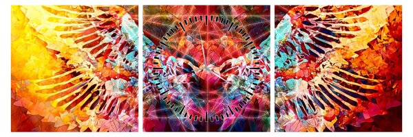 Obraz - Merkaba s krídlami, abstrakcia (s hodinami) (90x30 cm)