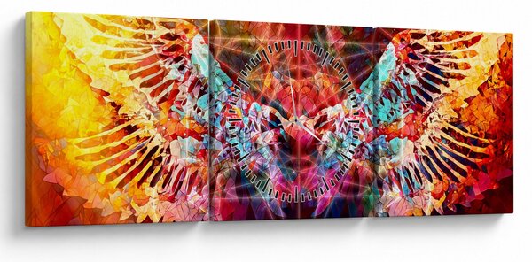 Obraz - Merkaba s krídlami, abstrakcia (s hodinami) (90x30 cm)