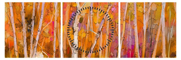 Obraz - Jesenný les (s hodinami) (90x30 cm)