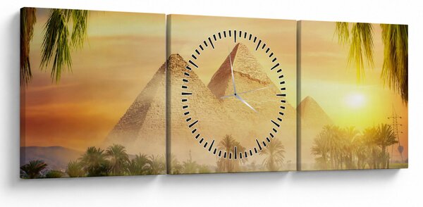 Obraz - Pyramídy (s hodinami) (90x30 cm)