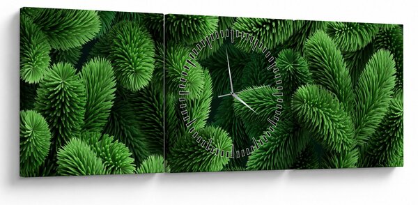 Obraz - Vetvičky ihličnanu (s hodinami) (90x30 cm)