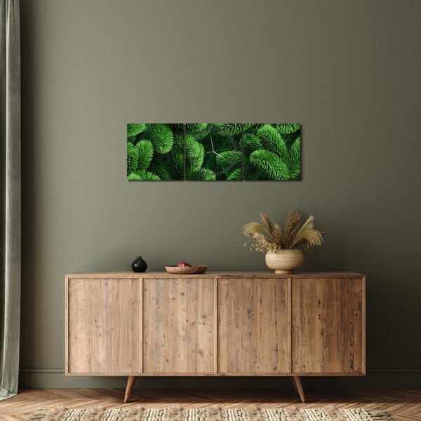 Obraz - Vetvičky ihličnanu (s hodinami) (90x30 cm)