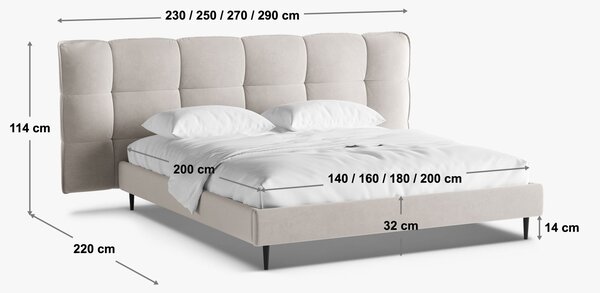 MUZZA Dvojlôžková posteľ Cire S nožičkami Bez úložného priestoru 140 x 200 cm Bouclé Tehlová