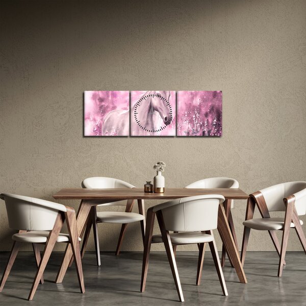 Obraz - Maľovaný kôň (s hodinami) (90x30 cm)