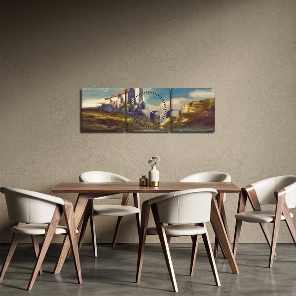 Obraz - Stredoveký hrad (s hodinami) (90x30 cm)
