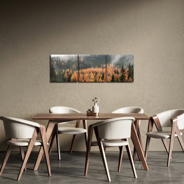 Obraz - Jesenný les (s hodinami) (90x30 cm)