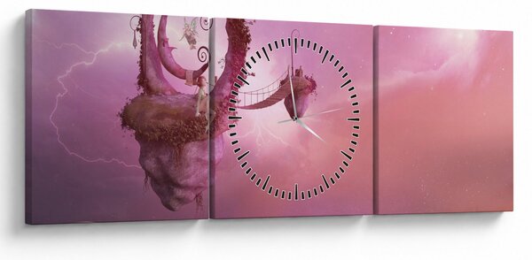 Obraz - Víla na plávajúcom ostrove (s hodinami) (90x30 cm)