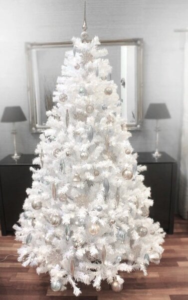 Krásna vianočná jedľa umelá v bielej farbe 150 cm Biela