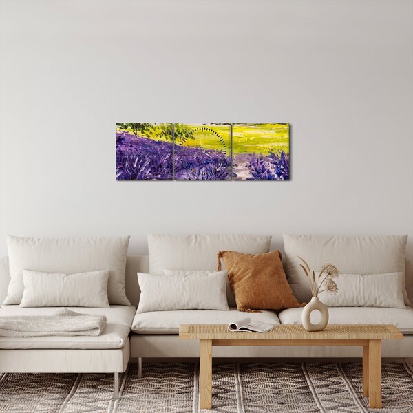 Obraz - Provance, Francúzsko, olejomaľba (s hodinami) (90x30 cm)