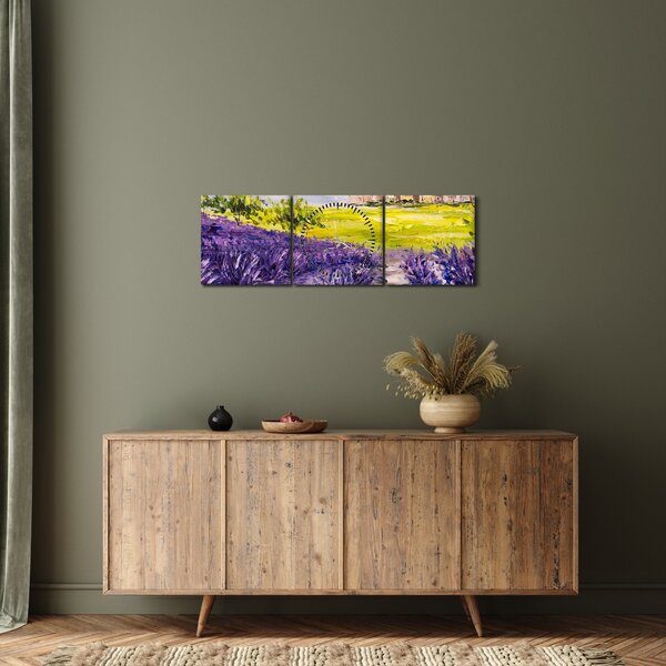 Obraz - Provance, Francúzsko, olejomaľba (s hodinami) (90x30 cm)