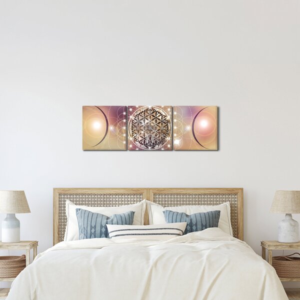 Obraz - Mandala s elementmi (s hodinami) (90x30 cm)