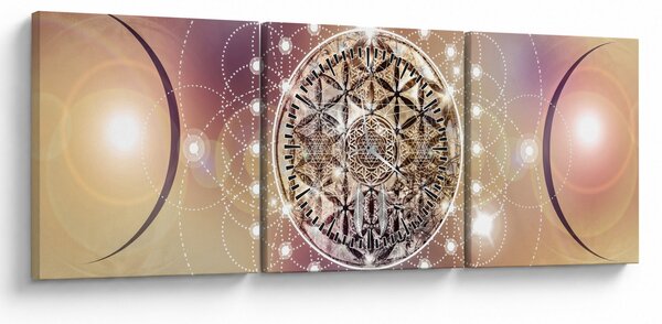 Obraz - Mandala s elementmi (s hodinami) (90x30 cm)