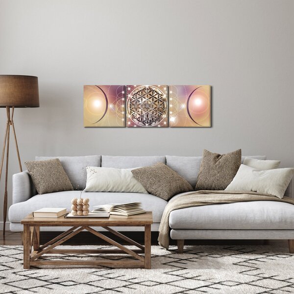 Obraz - Mandala s elementmi (s hodinami) (90x30 cm)