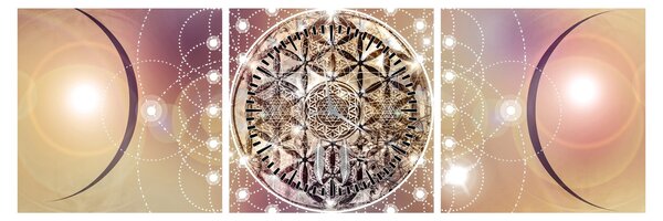 Obraz - Mandala s elementmi (s hodinami) (90x30 cm)
