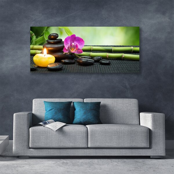 Obraz Canvas Bambus kvet kamene zen 125x50 cm