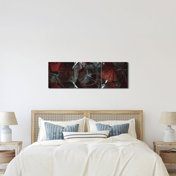 Obraz - Neónový kruh medzi palmami (s hodinami) (90x30 cm)