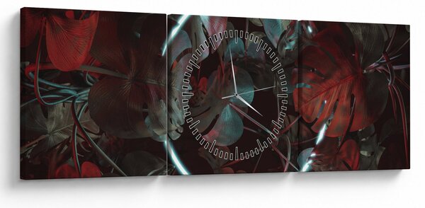 Obraz - Neónový kruh medzi palmami (s hodinami) (90x30 cm)