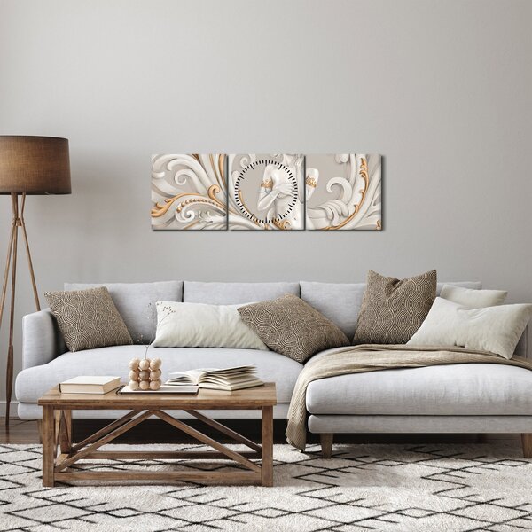 Obraz bohyne v ornamentálnom pozadí (s hodinami) (90x30 cm)