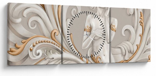 Obraz bohyne v ornamentálnom pozadí (s hodinami) (90x30 cm)