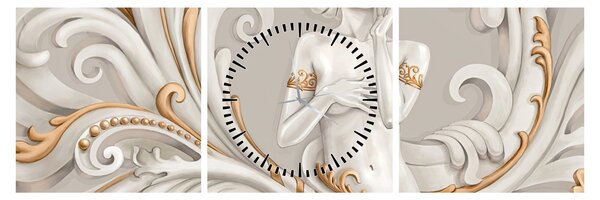Obraz bohyne v ornamentálnom pozadí (s hodinami) (90x30 cm)