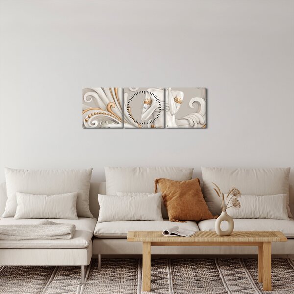 Obraz bohyne v ornamentálnom pozadí (s hodinami) (90x30 cm)