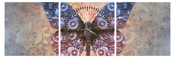 Obraz - Steampunk motýľ (s hodinami) (90x30 cm)