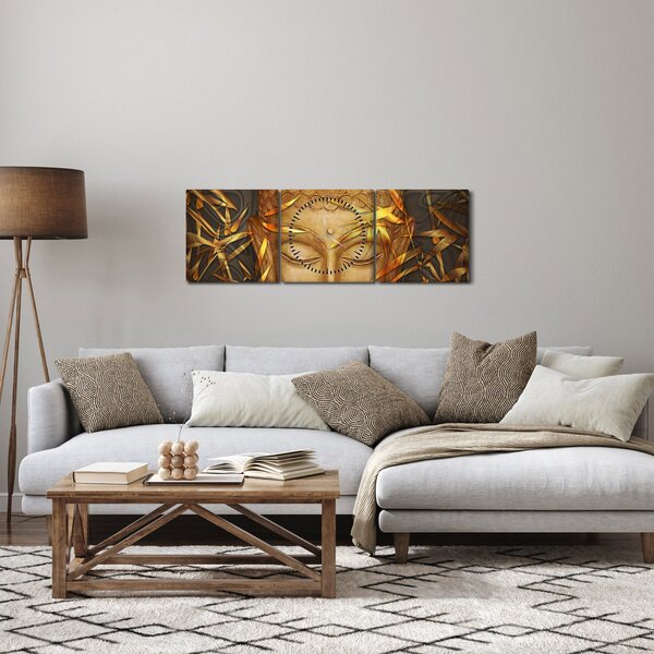 Obraz - Zlatý Budha (s hodinami) (90x30 cm)