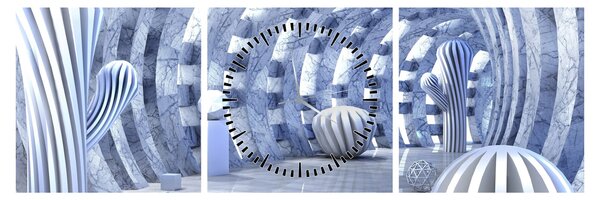 Obraz - 3D abstrakcia (s hodinami) (90x30 cm)