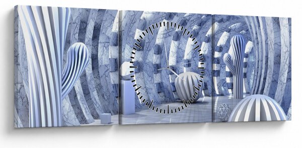 Obraz - 3D abstrakcia (s hodinami) (90x30 cm)