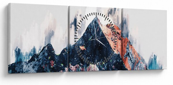 Obraz - Abstraktná hora (s hodinami) (90x30 cm)