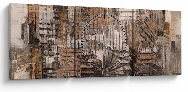 Obraz - Abstrakcia v hnedých tónoch (s hodinami) (90x30 cm)