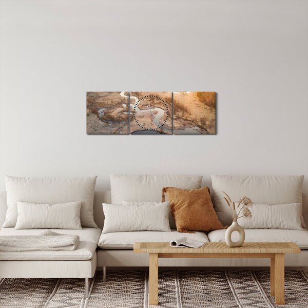 Obraz - Úsvit nad meandrami (s hodinami) (90x30 cm)