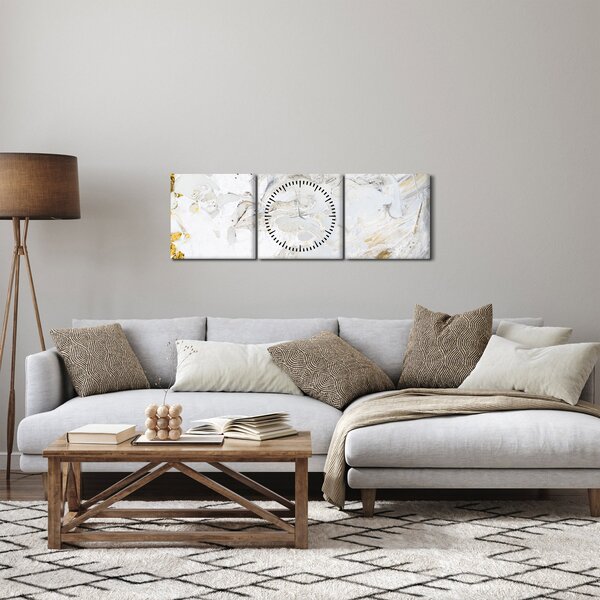 Obraz - Olejový papier s mramorovým designom (s hodinami) (90x30 cm)