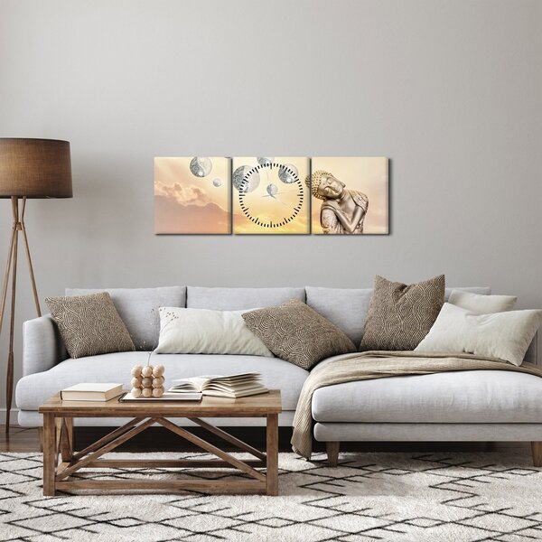 Obraz - Čas meditácie (s hodinami) (90x30 cm)