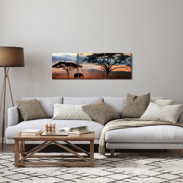 Obraz - Národný park Serengeti, Tanzánia, Afrika (s hodinami) (90x30 cm)