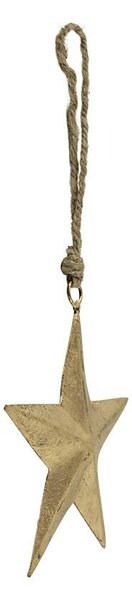 Dekorácia zlatá antik kovová hviezda na jutovom povrázku - 12*0,5*12cm - Mars & More