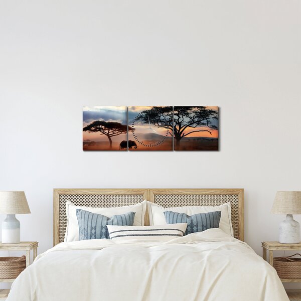 Obraz - Národný park Serengeti, Tanzánia, Afrika (s hodinami) (90x30 cm)