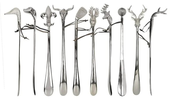 Strieborná kovová obúvacia lyžica s golfovou loptičkou - 5*4*48 cm - Mars & More