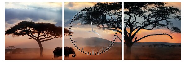 Obraz - Národný park Serengeti, Tanzánia, Afrika (s hodinami) (90x30 cm)