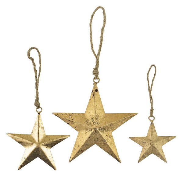 Dekorácia zlatá kovová hviezda na povrázku - 15*1*15cm - Mars & More