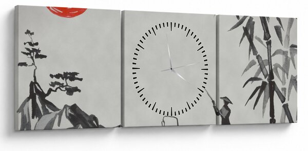Obraz - Hora Fuji (s hodinami) (90x30 cm)
