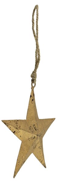 Dekorácia zlatá kovová hviezda na povrázku - 15*1*15cm - Mars & More
