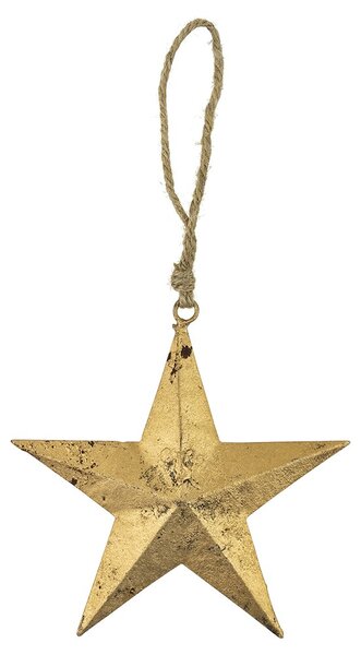 Dekorácia zlatá kovová hviezda na povrázku - 15*1*15cm - Mars & More
